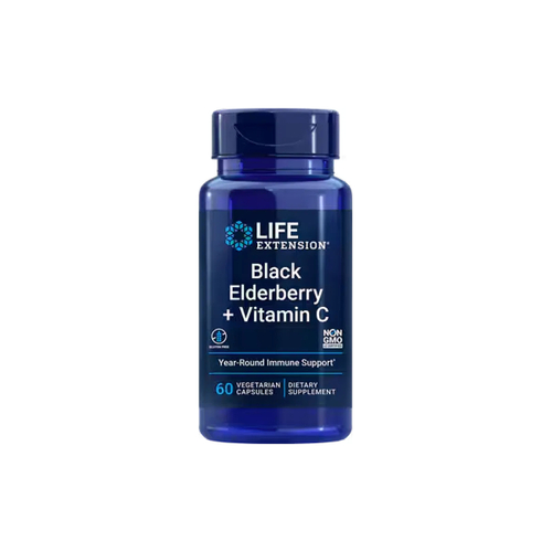 Black Elderberry + Vitamin C - Schwarze Holunderbeere und Vitamin C - 60 Kapseln